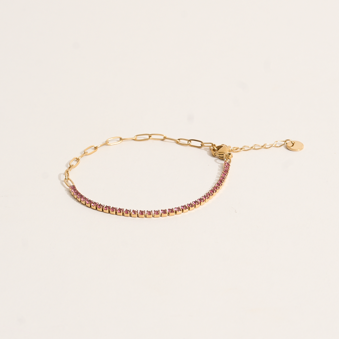 Brazalete Cuadro Zircon Rosado