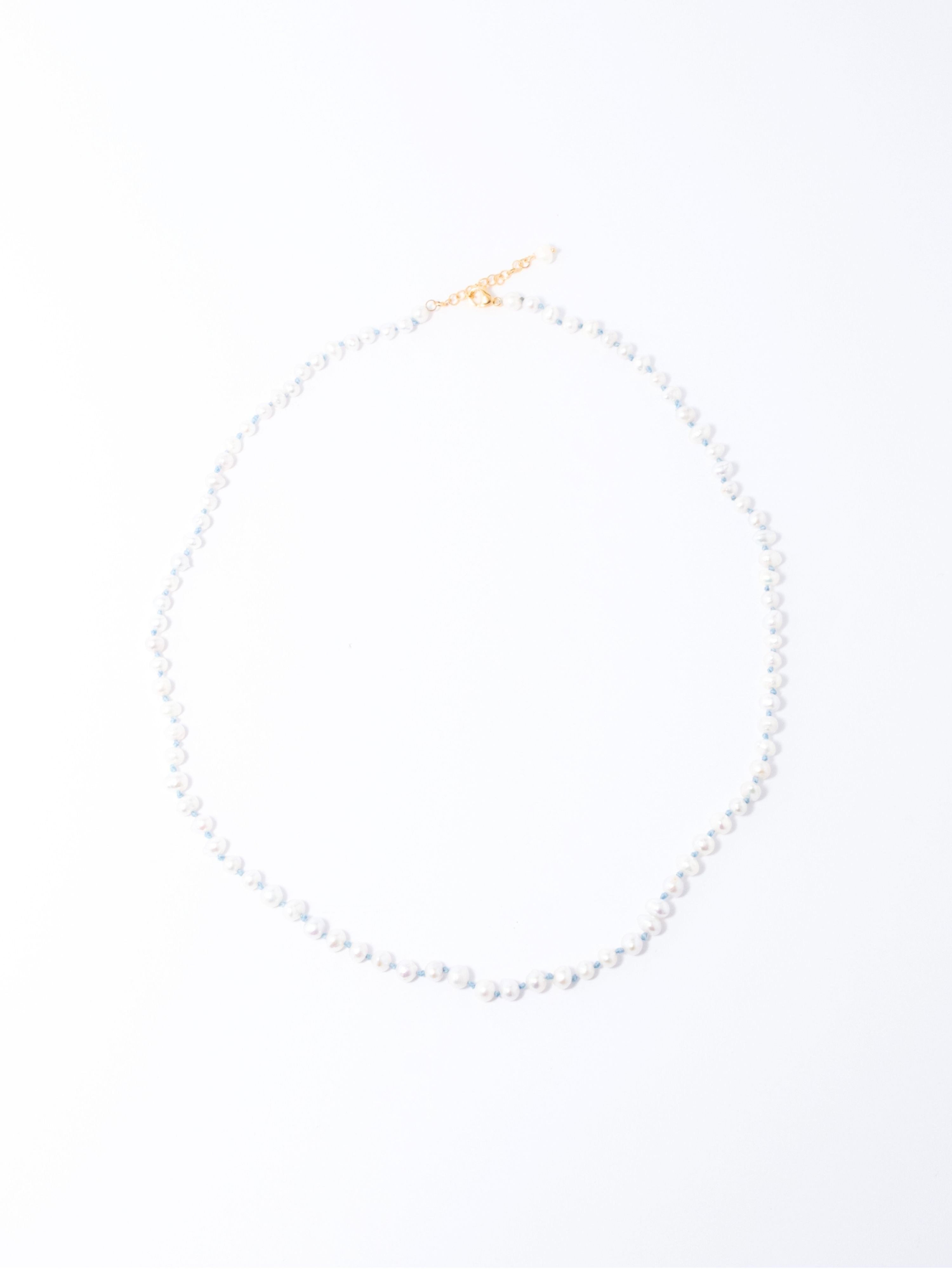 Collar Perla Nudo Azul